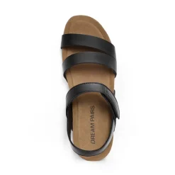 Round-Toe Low Heel Wedge Sandals