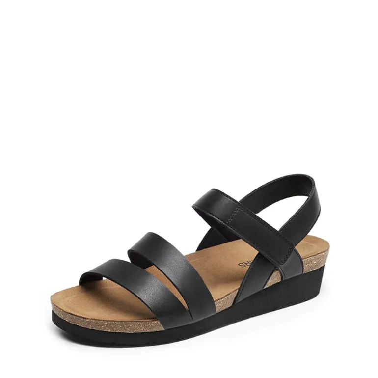 Round-Toe Low Heel Wedge Sandals