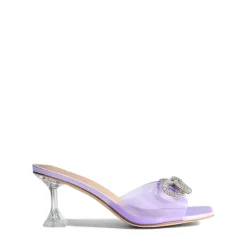 Satin Double Bow Square Toe Transparent Heel Sandals