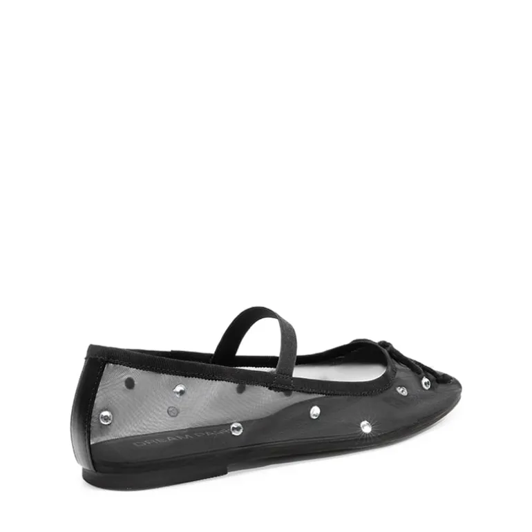 Sheer Mesh Rhinestones Ballet Flats