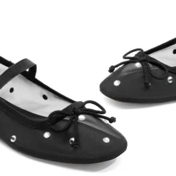 Sheer Mesh Rhinestones Ballet Flats