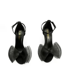 Silky Bow Ankle Strap High Stiletto Heel Sandals