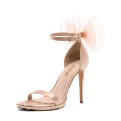 Silky Bow Ankle Strap High Stiletto Heel Sandals