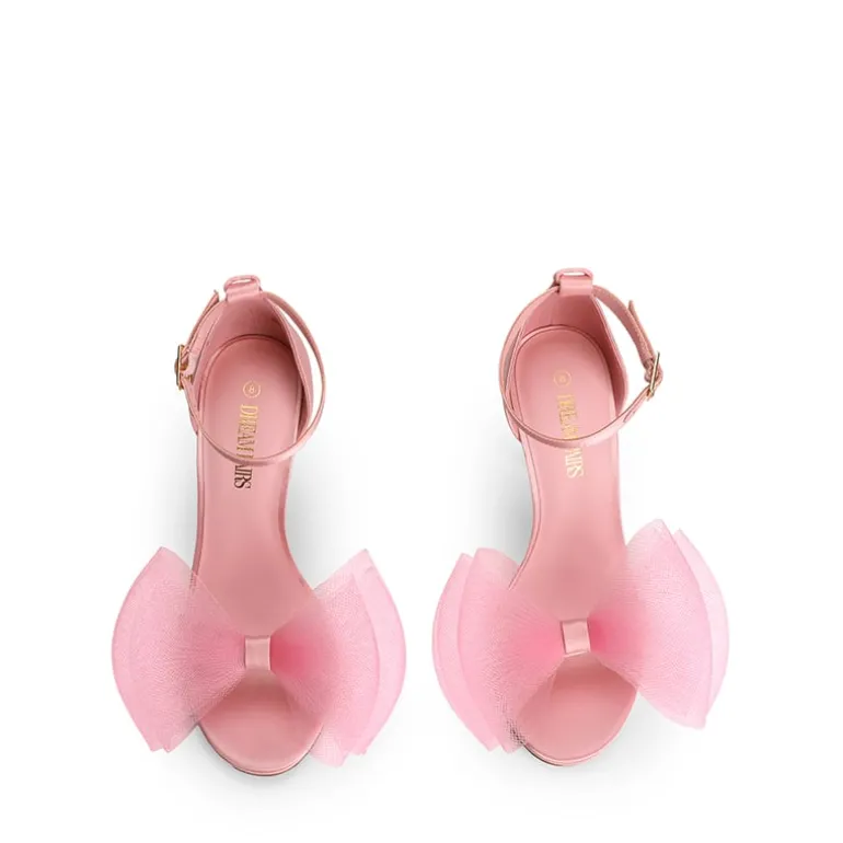 Silky Bow Ankle Strap High Stiletto Heel Sandals