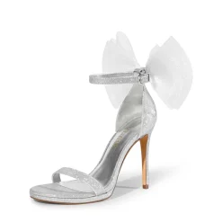 Silky Bow High Stiletto Heel Sandals