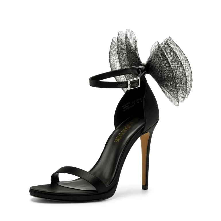 Silky Bow High Stiletto Heel Sandals
