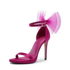 Silky Bow High Stiletto Heel Sandals