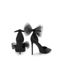 Silky Pointed Toe Bow Stiletto Heel Pumps