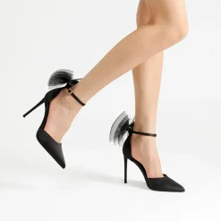 Silky Pointed Toe Bow Stiletto Heel Pumps