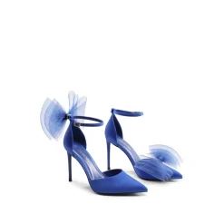Silky Pointed Toe Bow Stiletto Heel Pumps