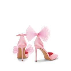 Silky Pointed Toe Bow Stiletto Heel Pumps