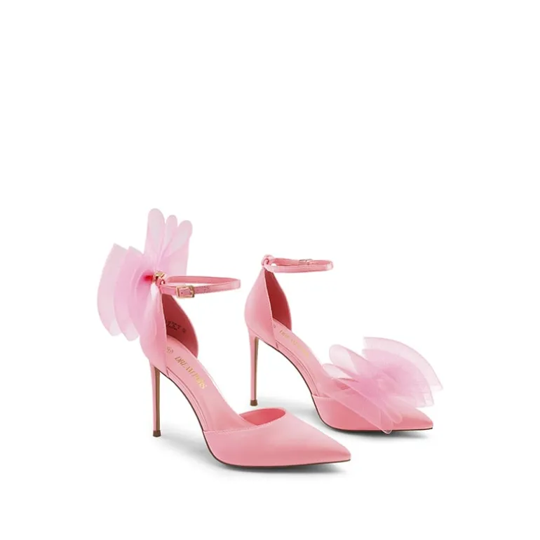 Silky Pointed Toe Bow Stiletto Heel Pumps