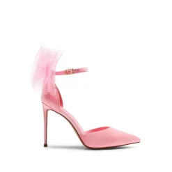 Silky Pointed Toe Bow Stiletto Heel Pumps