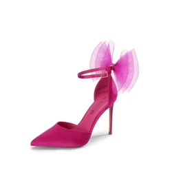 Silky Pointed Toe Bow Stiletto Heel Pumps