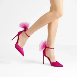 Silky Pointed Toe Bow Stiletto Heel Pumps