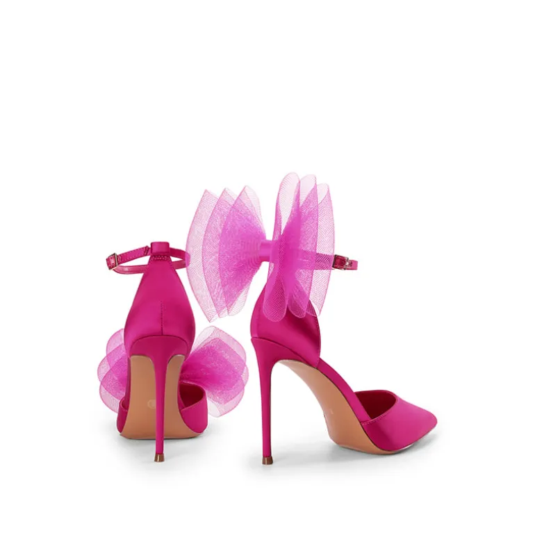 Silky Pointed Toe Bow Stiletto Heel Pumps