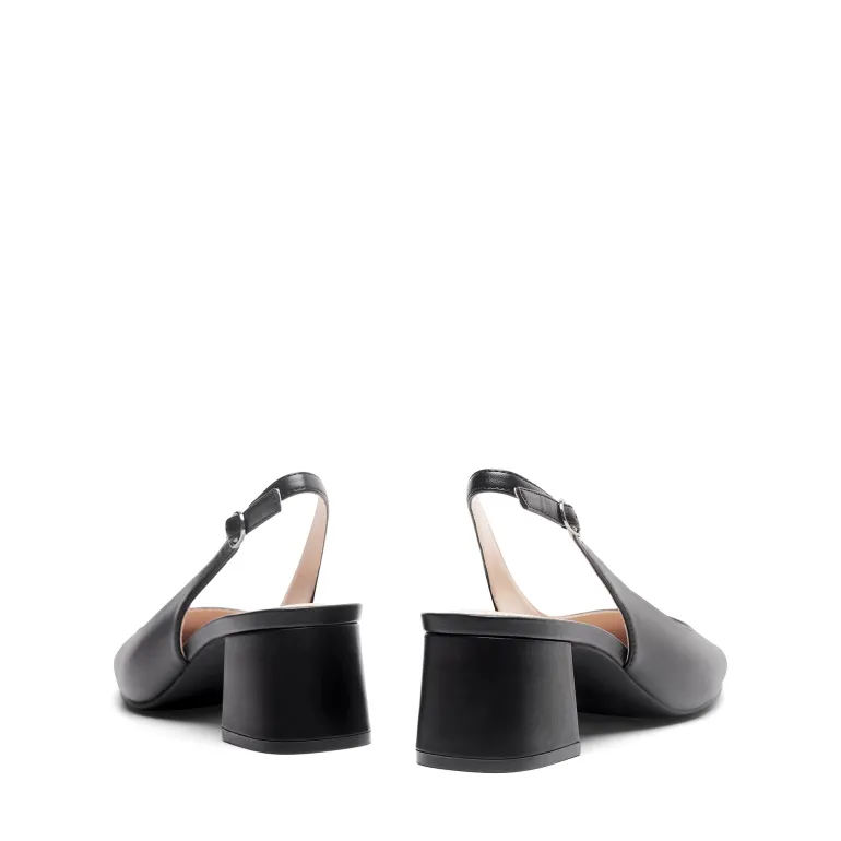 Slingback Chunky Square Toe Pumps