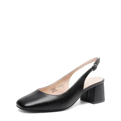 Slingback Chunky Square Toe Pumps