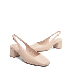 Slingback Chunky Square Toe Pumps