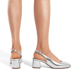 Slingback Chunky Square Toe Pumps