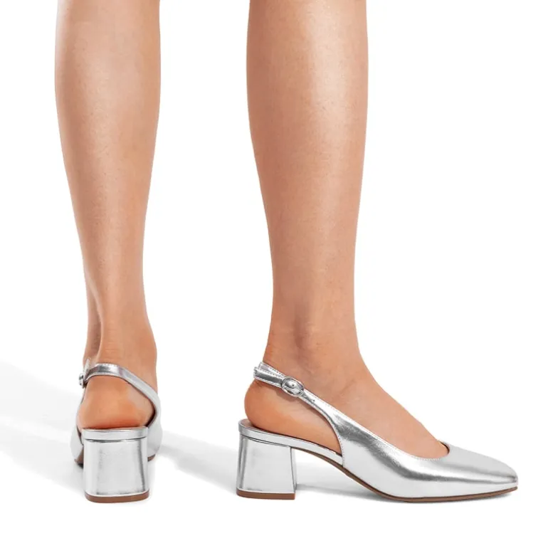 Slingback Chunky Square Toe Pumps