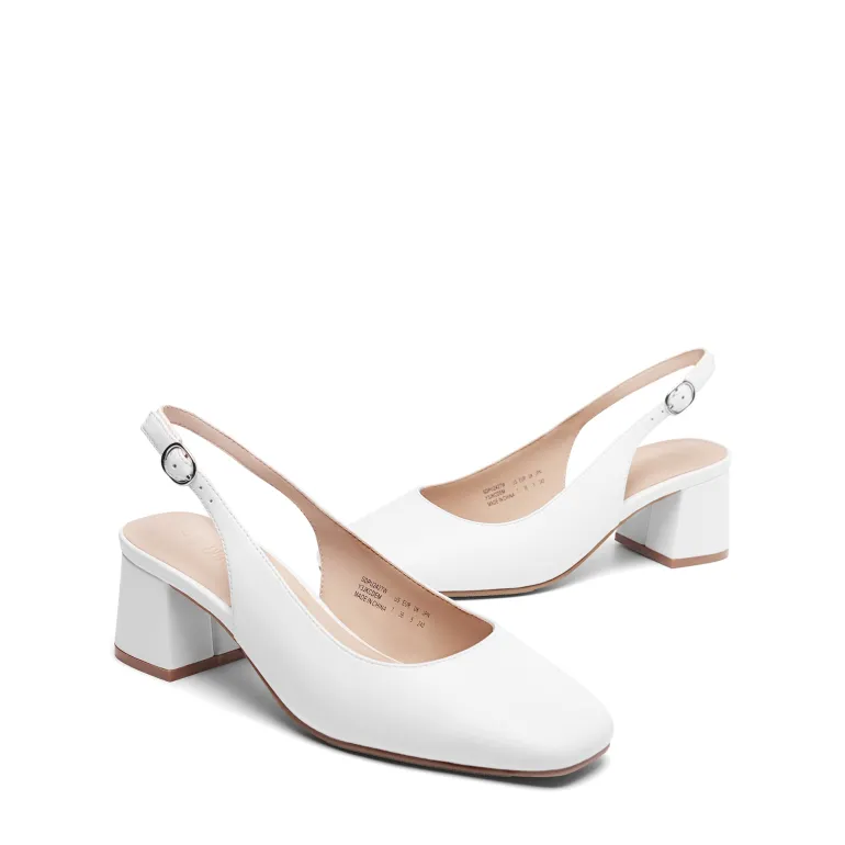 Slingback Chunky Square Toe Pumps