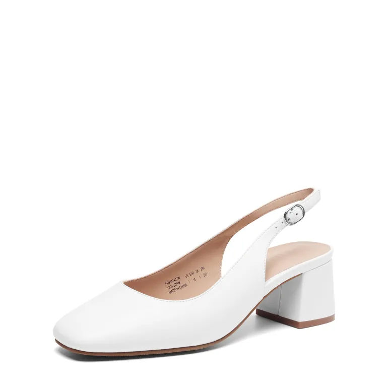 Slingback Chunky Square Toe Pumps