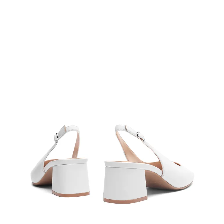 Slingback Chunky Square Toe Pumps