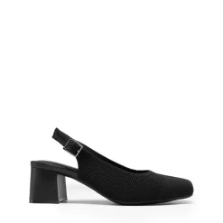 Slingback Knitted Square Toe Pumps