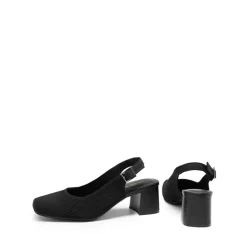 Slingback Knitted Square Toe Pumps