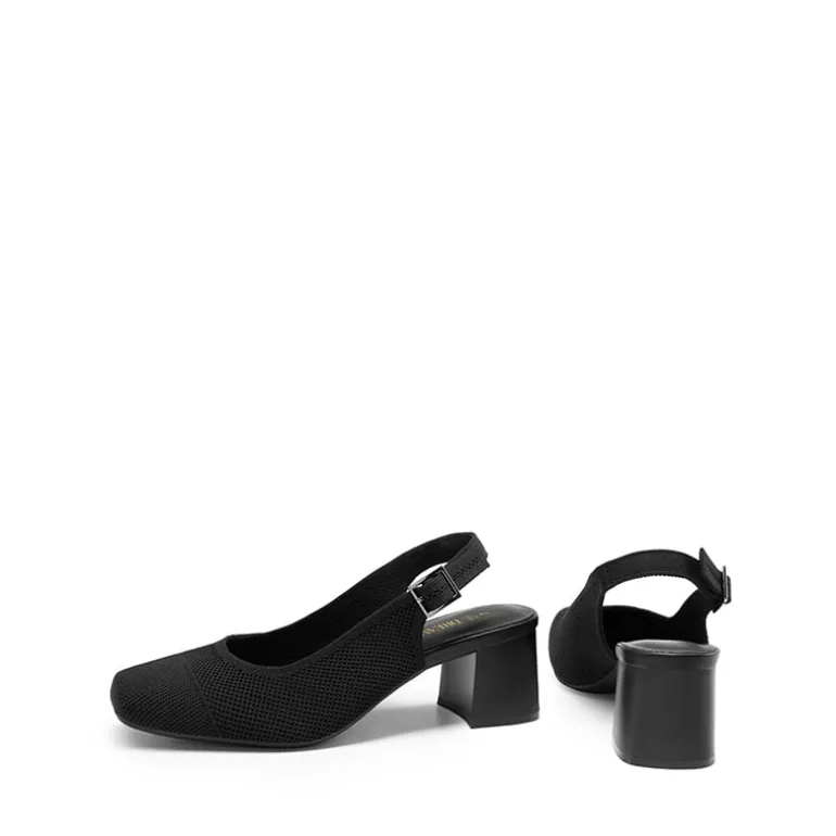 Slingback Knitted Square Toe Pumps