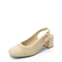Slingback Knitted Square Toe Pumps