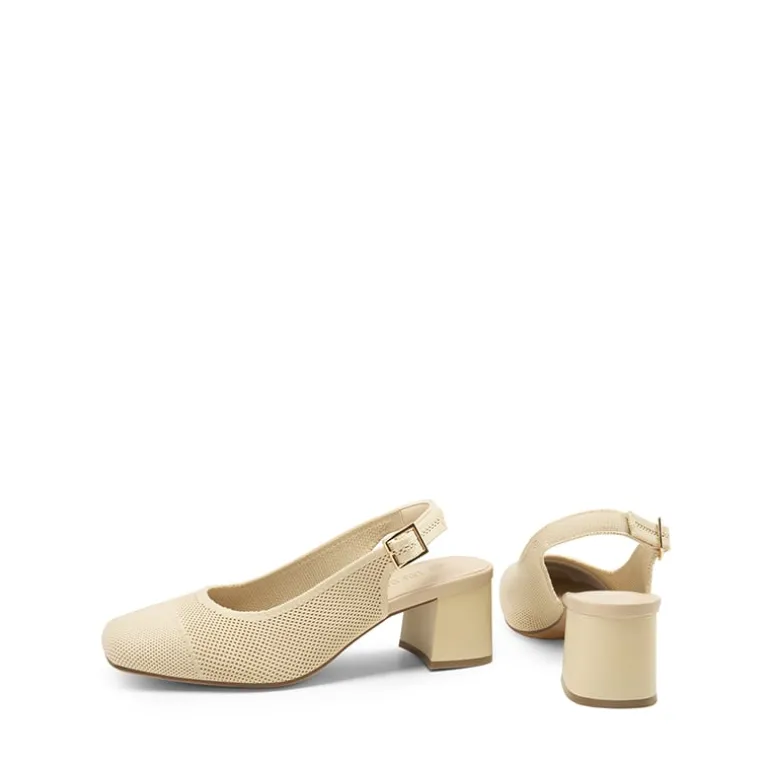 Slingback Knitted Square Toe Pumps