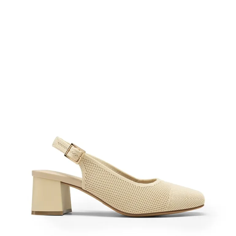 Slingback Knitted Square Toe Pumps
