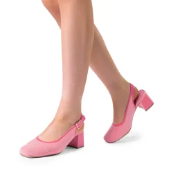 Slingback Knitted Square Toe Pumps
