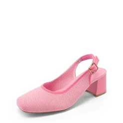Slingback Knitted Square Toe Pumps
