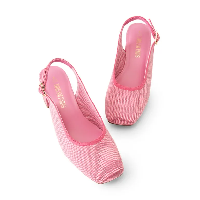 Slingback Knitted Square Toe Pumps