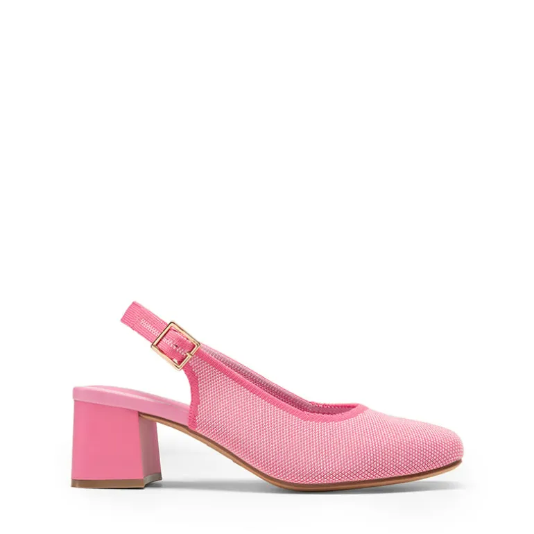Slingback Knitted Square Toe Pumps