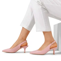 Slingback Pointed Toe Kitten Heel Pumps