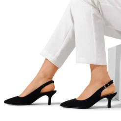 Slingback Pointed Toe Kitten Heel Pumps