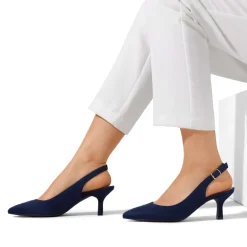 Slingback Pointed Toe Kitten Heel Pumps