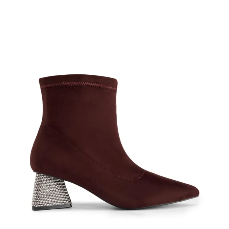 Slip-On Block Heel Suede Ankle Boots