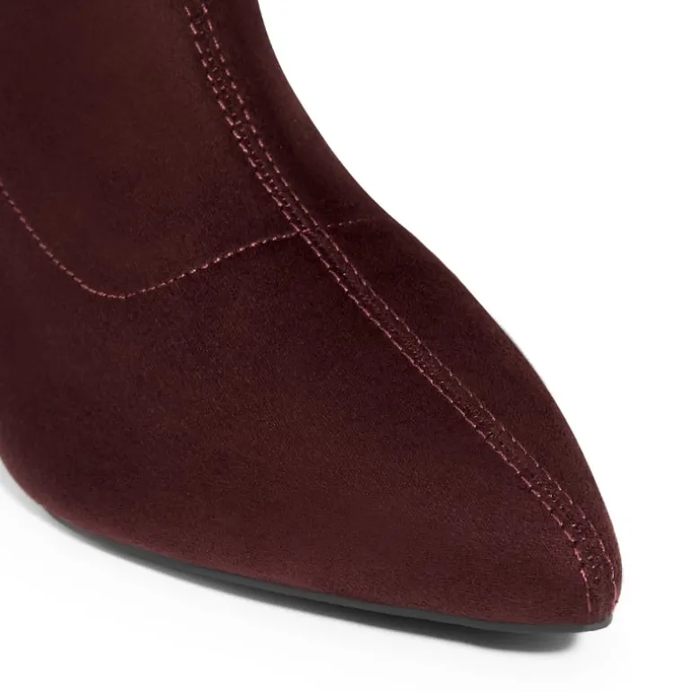 Slip-On Block Heel Suede Ankle Boots