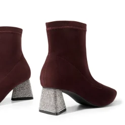 Slip-On Block Heel Suede Ankle Boots