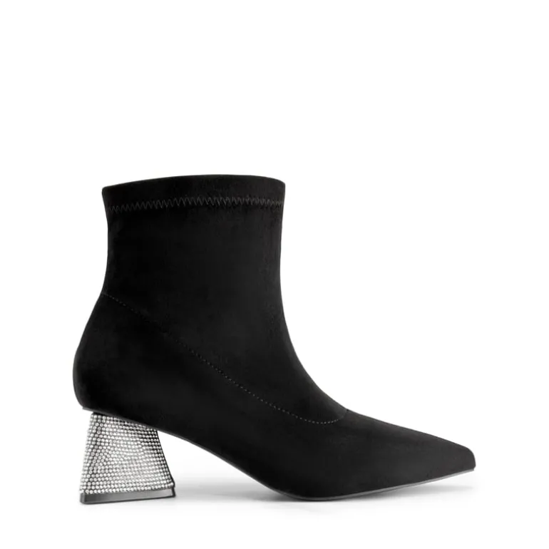 Slip-On Block Heel Suede Ankle Boots