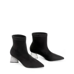 Slip-On Block Heel Suede Ankle Boots