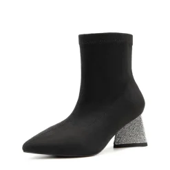 Slip-On Block Heel Suede Ankle Boots