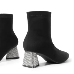 Slip-On Block Heel Suede Ankle Boots