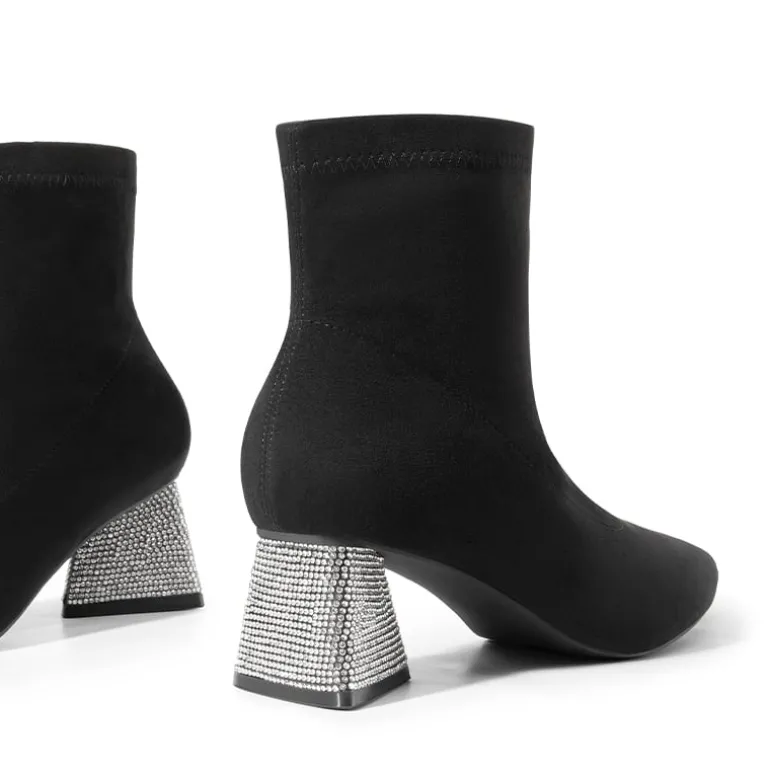 Slip-On Block Heel Suede Ankle Boots