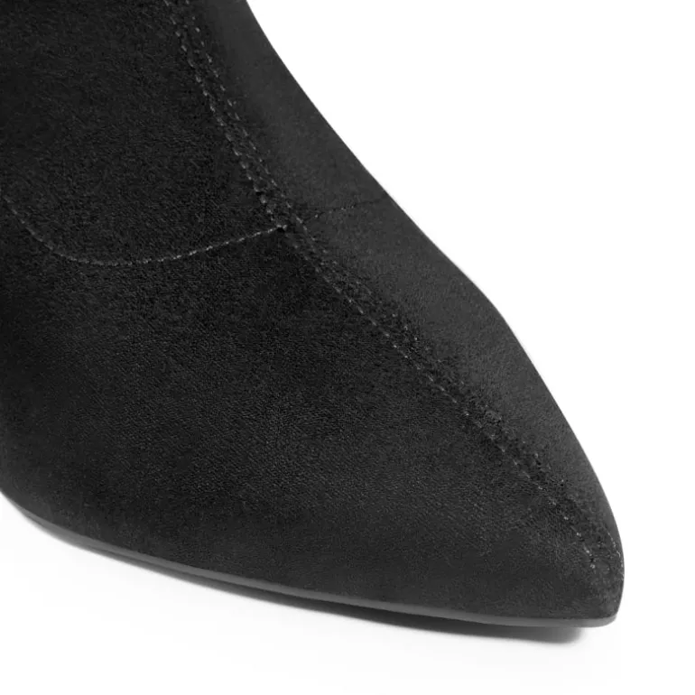 Slip-On Block Heel Suede Ankle Boots